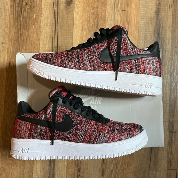 Nike Air Force 1 Flyknit 2.0 University Red Black Wolf Grey